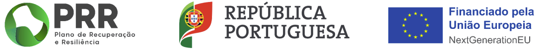 Logos: República Portuguesa, PRR Plano de Recuperação e Resiliência, NextGenerationEU